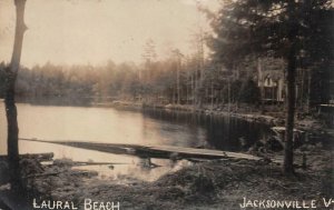 RPPC LAUREL BEACH JACKSONVILLE VERMONT X MARKS THE SPOT REAL PHOTO POSTCARD 1908