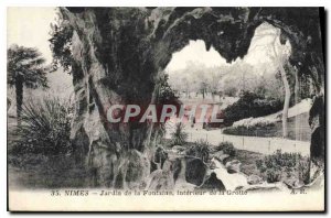 Old Postcard Nimes Fountain Gardens inside the Grotto