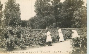 Postcard RPPC Illinois Chicago C-1910 Rose Garden Wooded Island Jackson 23-2235