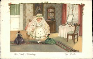 SIGNED EBNER Doll's Wedding Little Girl Bride DOLL DOLLY Postcard