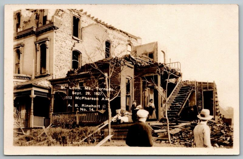 St Louis MO~113 McPherson Avenue~Homeless Ladies Sort Ruins~1927 Tornado~RPPC