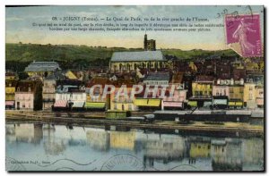 Old Postcard Joigny Le Quai de Paris seen d ela left bank of the & # 39Yonne