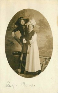 Frame like Stylish Women Studio Photo Circa 1910 RPPC Photo Postcard 22-3554