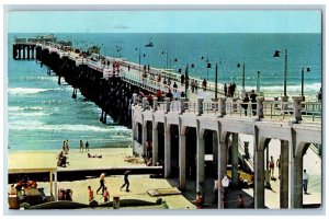 Oceanside California CA Postcard Pleasure Pier Pacific Coast Scene 1959 Vintage