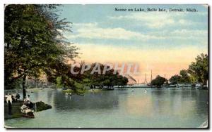 Postcard Old Scene On Lake Belle Isle Detroit Mich