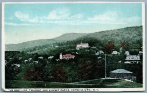 CATSKILL MTS NY GOLF LINK TWILIGHT & SUNSET PARKS ANTIQUE POSTCARD