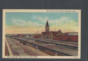 Ca 1923 Post Card Cheyenne WY Union Pacific Station Built 1867