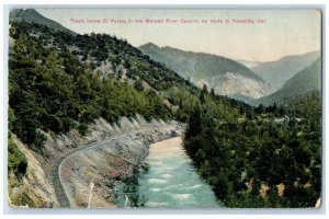 1910 Track El Portal Merced River Canyon Yosemite California CA Vintage Postcard