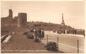 uk48511 war memorial and castle grounds aberystwyth wales real photo  uk
