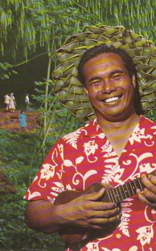Hawaii Kauai Hawaiian Serenader Greeting Visitors To Fern Grotto 1972