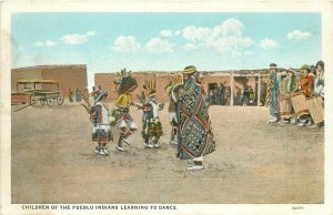 Vintage Postcard Native Americana Pueblo Indian Children Learning to Dance