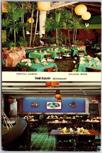 Tropical Garden Galleon Room Dollar Restaurant Lounge St. Petersburg FL Postcard