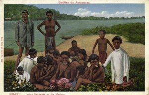 brazil, Amazonas, Indios Caripunas no Rio Madeira, Indians (1920s) Postcard