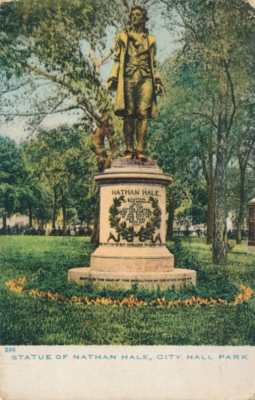 Nathan Hale Monument in City Hall Park NYC, New York City - DB