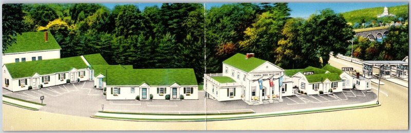 Vtg Augusta Maine ME Memorial Bridge Motor Court Fold Out Panaramic Postcard