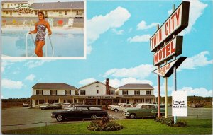 Brewer Maine Twin City Motel Woman Pool Mobil Guide Autos Postcard H34