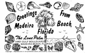 Florida Madeira Beach Lone Palm Restaurant Shells Postcard 22-3245