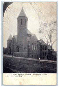 1906 First Baptist Church Building Tower View Bridgeport Connecticut CT Postcard