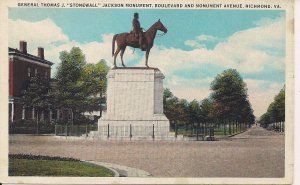 Richmond VA, Stonewall Jackson, Confederate Monument, Civil War, 1915-30