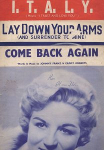 Come Back Again Lay Down Your Arms Italy 3x Anne Shelton Sheet Music s