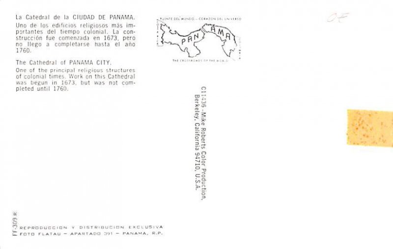 Cathedral of Panama City Panama Tape on back 