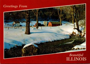 Illinois Greetings Showing Winter Farmland Scene