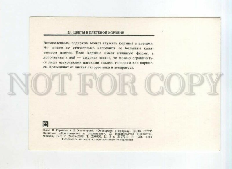 525605 USSR 1976 year Moscow VDNKh pavilion floriculture and landscaping
