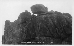 RPPC Logan Rock, Nr. Lands End, Treen, Cornwall, UK c1910s Vintage Postcard