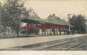 Depot, Illinois, Jerseyville, RPPC, Chicago Peoria & St Louis Railroad, Hadway