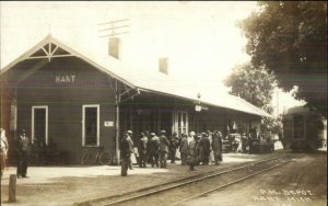 Hart MI PM RR Train Depot Station Train Crowd CRISP Real Photo Postcard c1910