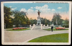 Vintage Postcard 1922 Steedman Monument, Civil War, Riverside Pk Toledo, Ohio OH