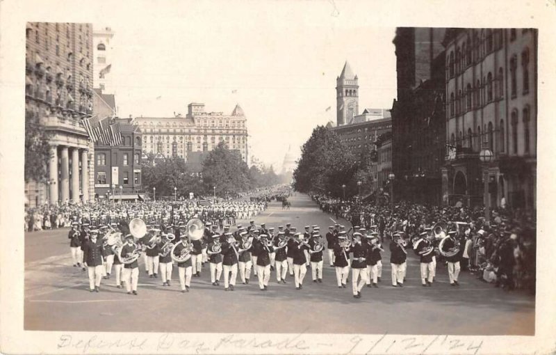 Washington DC Defense Day Parade Marching Band Real Photo Postcard AA55637