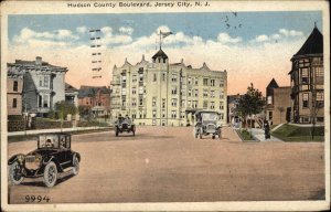 Jersey City New Jersey NJ Hudson County Blvd Classic Cars c1920 Postcard