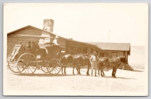 Cody Wyoming Buffalo Bill Museum with Tourists 1920s RPPC Photo Postcard M36