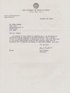 Karl Folkers American Medical Biochemist Hand Signed Letter