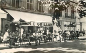 Postcard RPPC Photo France Menton 1950s Le Grillion Sidewalk Cafe 23-100