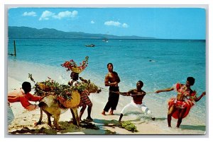 Native Floor Show Rehearsing on Beach Jamaica BWI Chrome Postcard L20