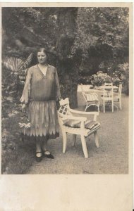 Ancestors Postcard - Real Photo - Lady Posing In The Garden - TZ12385