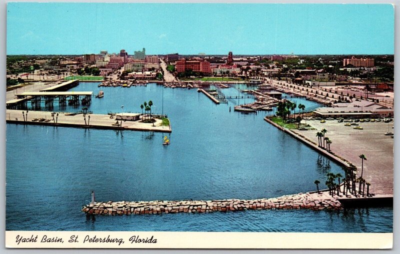 Vtg St Petersburg Florida FL Yacht Basin Bayfront 1960s View Postcard