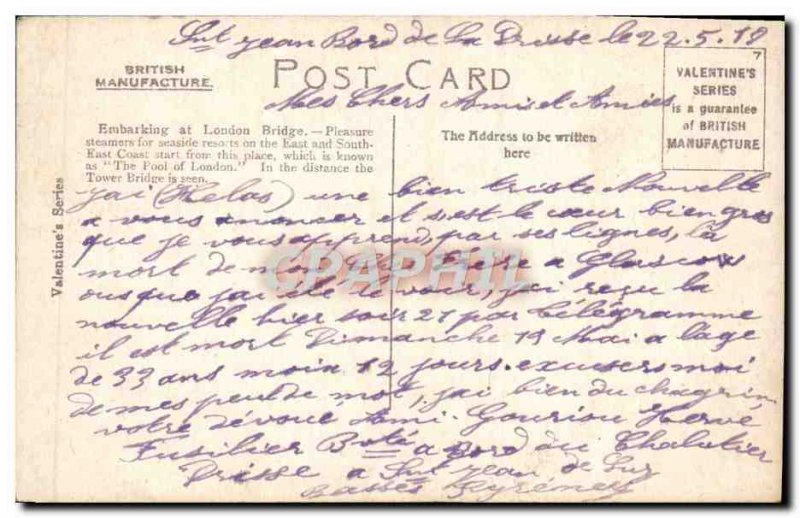 Postcard Old Embarking At London Bridge Boat