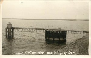 RPPC Postcard Lake McConaughy & Kingsley Dam Glory Hole Ogallala NE North Platte