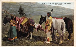 H92/ Native American Indian Postcard c1910 Chief Three Bears Squaw 5