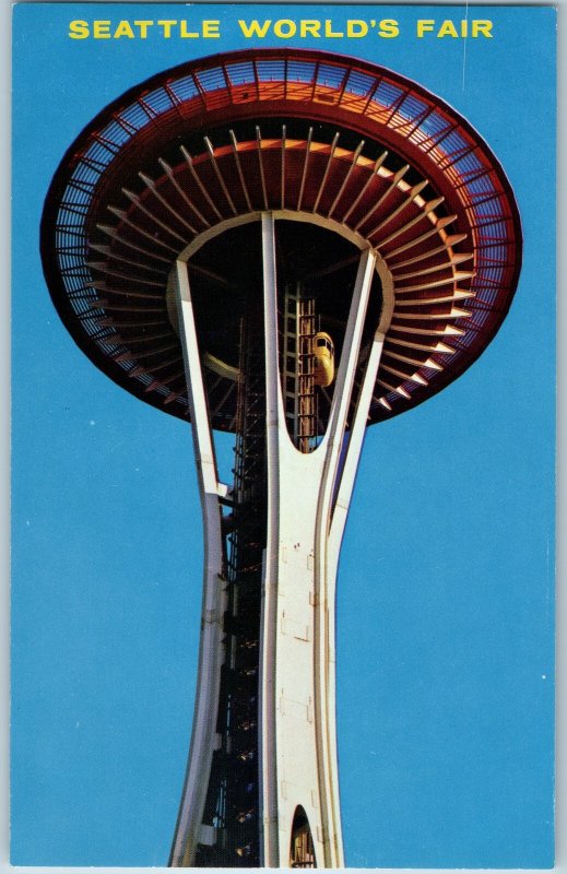 c1960s Seattle World's Fair Space Needle Postcard Eye Top Architecture WA