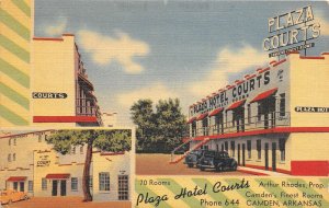 H99/ Camden Arkansas Postcard Linen Plaza Hotel Courts 22