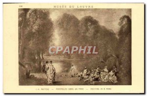 Old Postcard Louvre Museum J A Watteau Assembly In A Park