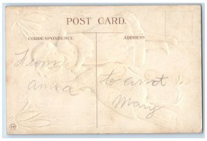 c1910's Thanksgiving Blessings Girl And Turkey Corn Embossed Antique Postcard 