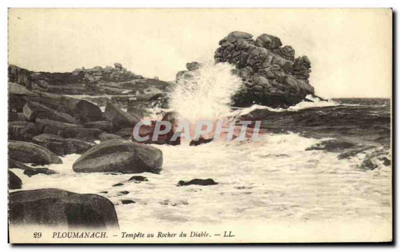 Old Postcard Ploumanach Storm at Rock Devil
