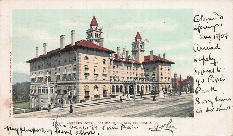 Antlers Hotel, Colorado Springs, Colorado, Undivided back, Used in 1904