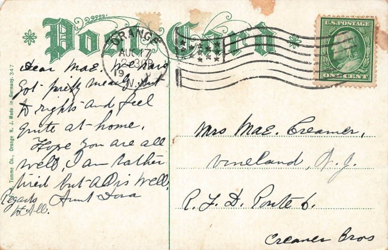 ORANGE NEW YORK~ORANGE HIGH SCHOOL~1910 TEMME POSTCARD