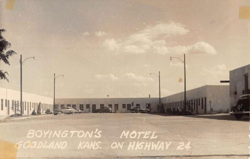 Goodland Kansas Boyingtons Motel Real Photo Antique Postcard K63019